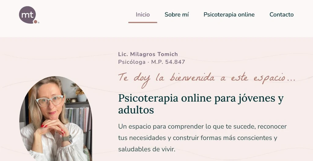 Web de la Lic. Milagros Tomich, psicóloga, hecha en WordPress por Sirao